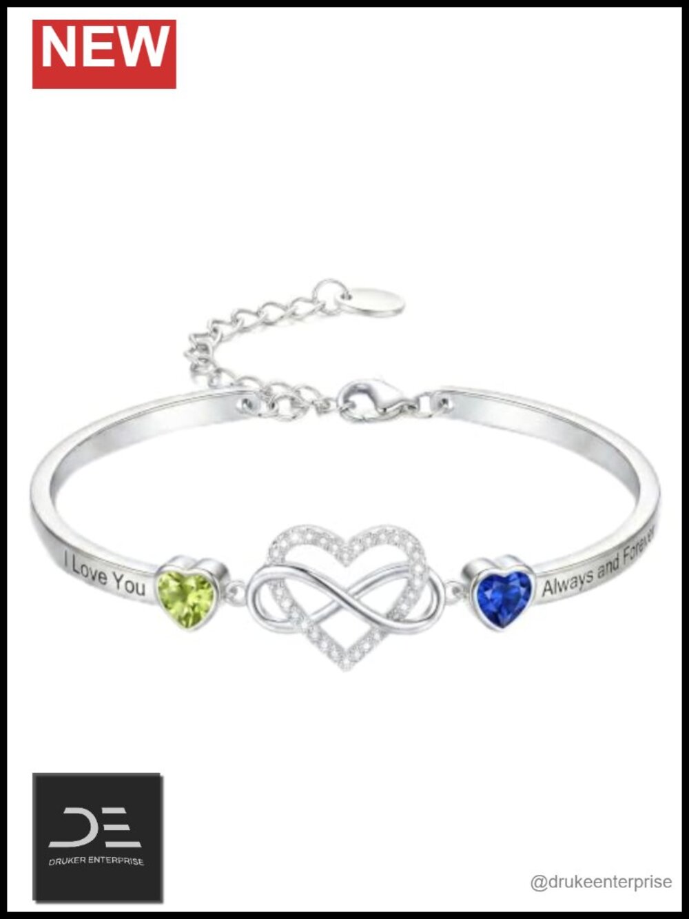 Infinity Birthstone Bracelet 18K White Gold Plated Adjustable Women Gift